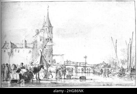 Simon de Vlieger - l'Oostport (porta Est) a Delft Foto Stock