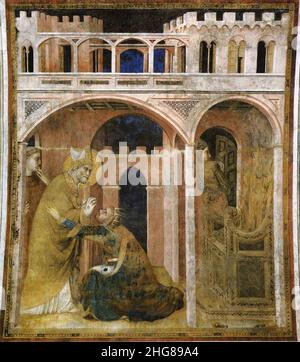 Simone Martini - Miracolo del fuoco (scena 8) Foto Stock