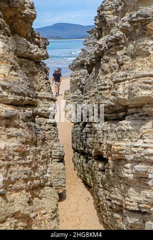 Moorina Bay sull'Isola di Bruny Foto Stock