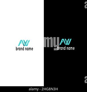 iniziali del logo a e w, forma d'onda vettoriale, colore blu lucido. Emblema astratto, concetto di design, logo, elemento logotipo per modello. Foto Stock