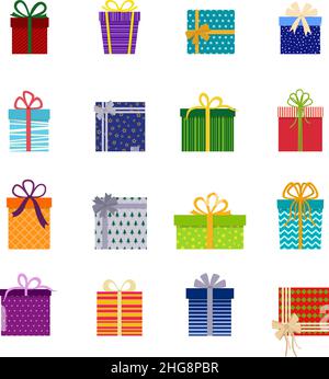 Set di regali di natale, illustrazione vettoriale Illustrazione Vettoriale