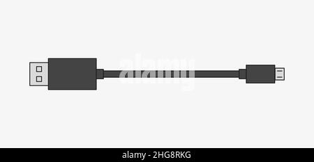 Icona vettore cavo USB. Cavo di ricarica per telefono cellulare Illustrazione Vettoriale