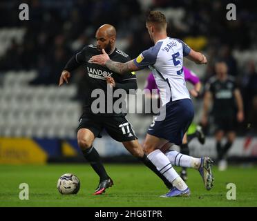 Preston, Inghilterra, 18th gennaio 2022. David McGoldrick di Sheffield Utd durante la partita del campionato Sky Bet a Deepdale, Preston. Il credito dovrebbe essere: Simon Bellis / Sportimage Foto Stock