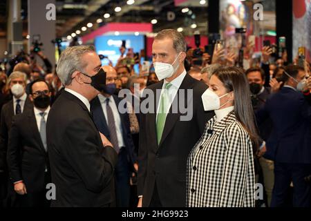 Madrid, Spagna. 19th Jan 2022. Il re spagnolo Felipe VI e Letizia Ortiz durante l'edizione 42 del FITUR: Fiera Internazionale del Turismo di Madrid mercoledì 19 gennaio 2022. Credit: CORDON PRESS/Alamy Live News Foto Stock