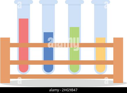 Provette per prodotti chimici nel supporto di articoli vettoriali semi-piatti Illustrazione Vettoriale