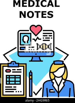 Immagine vettoriale dell'icona delle note mediche Illustrazione Vettoriale