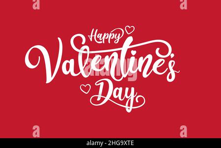 Concetto di calligrafia del giorno di San Valentino. Buon giorno valentines banner su sfondo bianco. Illustrazione Vettoriale