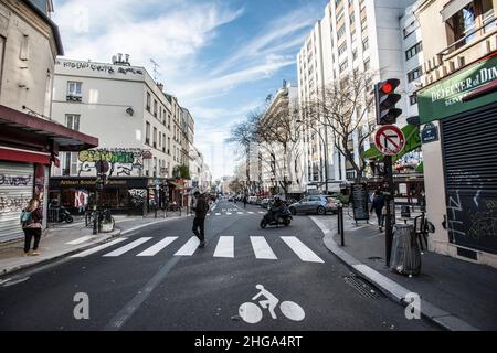 Una giornata ordinaria nel quartiere Belleville, Parigi Foto Stock