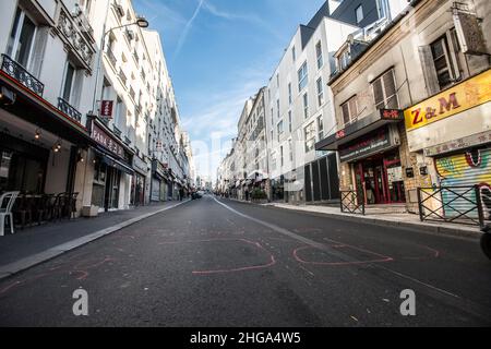 Una giornata ordinaria nel quartiere Belleville, Parigi Foto Stock