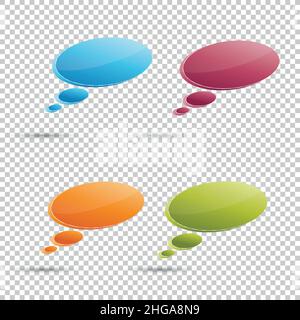 fumetti in colori diversi 3d impostati sullo sfondo trasparente controllato. Illustrazione vettoriale. File vettoriale EPS 10. Illustrazione Vettoriale