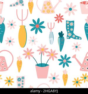 Disegno senza giunture di giardinaggio di modello Foto Stock