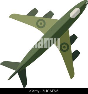 Aeroplano militare. Velivolo verde. Aereo di forza dell'aria Illustrazione Vettoriale
