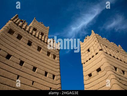 Antiche case di fango, Najran provincia Najran, Arabia Saudita Foto Stock