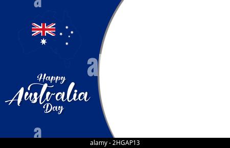 Concetto di Australia Day--sfondo bianco con mappa Australia e bandiera Australia - celebrazione Australia Day il 26 gennaio - Happy Australia Day Foto Stock