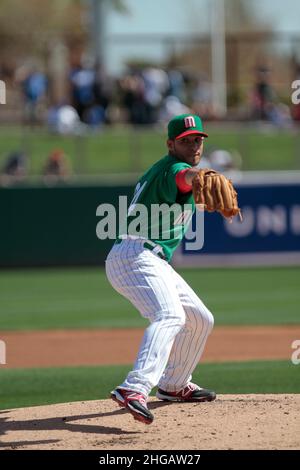 Hector Daniel Rodrigez pitcher derrotado de Mexico, durante el juego de Mexico vs Dodgers de LA precedente al Clasico Mundial de beisbol 2013 , Camelback Ranch en Glendale Arizona.06 marzo 2013 precedente al 2013 World Baseball Classic. (Foto di Luis Gutierrez) Foto Stock