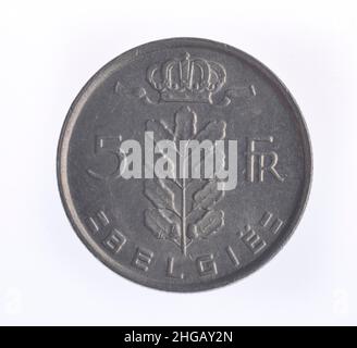 Coin, 5 franchi, Belgio Foto Stock