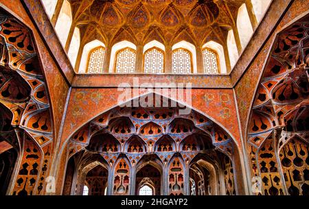 Sala Musica, Palazzo Ali Qapu, Isfahan, Isfahan, Iran Foto Stock