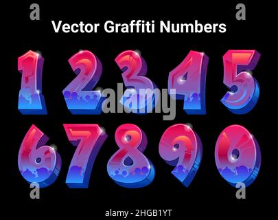 Numeri dei vettori Super Cool in stile Graffiti Art Illustrazione Vettoriale