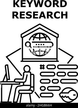 Illustrazione vettoriale dell'icona di ricerca per parola chiave Illustrazione Vettoriale