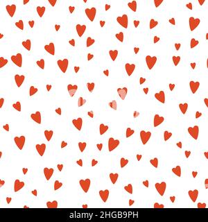 San Valentino senza cuciture. Cuori rossi su sfondo bianco Illustrazione Vettoriale