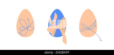 Le uova di Pasqua sono carine e sono applique in tessuto vintage in stile elegante e raffinato Illustrazione Vettoriale