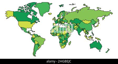 Mappa semplificata Smooth Border World Illustrazione Vettoriale