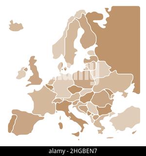 Mappa semplificata dell'Europa Illustrazione Vettoriale