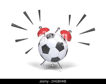 Carino palla da calcio forma sveglia che squilla. 3D illustrazione. Foto Stock