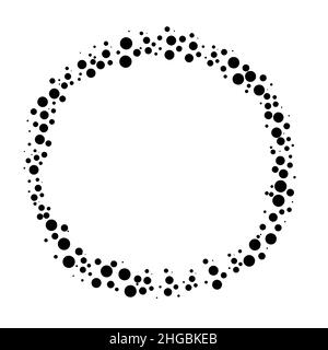 Cornice rotonda per testo monocromatico. Illustrazione vettoriale di una casella di testo composta da cerchi. Illustrazione Vettoriale