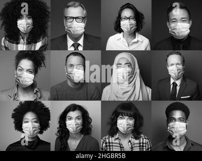 Bella gente che indossa una maschera della bocca Foto Stock