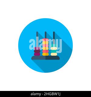 Icona giocattolo educativo , disegno a lunga ombra Vector flat. Concetto di giocattoli per bambini. Illustrazione Vettoriale
