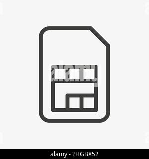 Vettore icona della scheda SIM isolato su sfondo bianco. Illustrazione Vettoriale