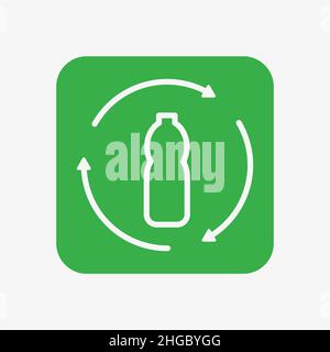 Icona flacone vettoriale in plastica riutilizzabile. Simbolo di riciclaggio Illustrazione Vettoriale