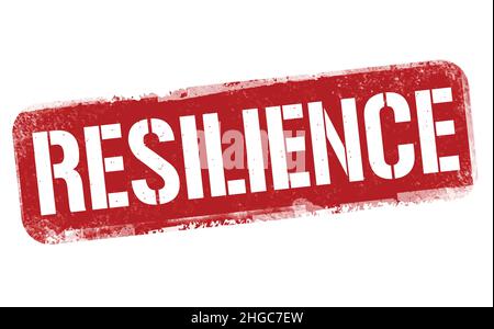 Timbro in gomma con grunge resilienza su sfondo bianco, illustrazione vettoriale Illustrazione Vettoriale