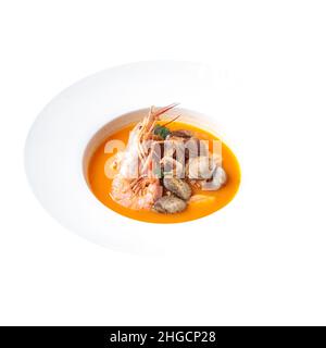 Zuppa di pesce bouillabaisse francese isolata Foto Stock