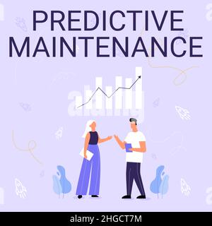 Cartello con scritto a mano manutenzione predittiva. Concetto di Internet progettato per aiutare a determinare la condizione delle apparecchiature Illustrazione di Partner Sharing Foto Stock