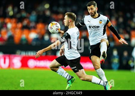 Toni lato di Valencia durante il campionato spagnolo la Liga partita di calcio tra Valencia CF e Sevilla FC il 19 gennaio 2022 allo stadio Mestalla di Valencia, Spagna - Foto: Ivan Terron/DPPI/LiveMedia Foto Stock