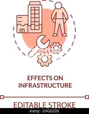 Effetti sull'icona rossa del concetto di infrastruttura Illustrazione Vettoriale