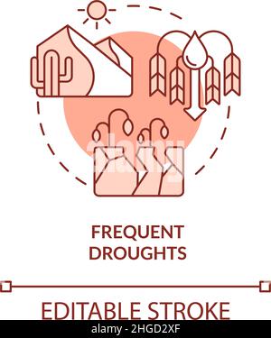 Icona rossa di concetto di siccità frequenti Illustrazione Vettoriale