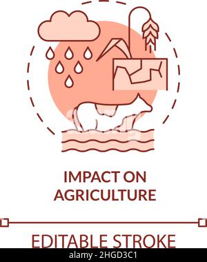 Impatto sul concetto rosso agricoltura icona Illustrazione Vettoriale