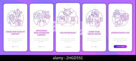 Fidati della schermata dell'app mobile per l'onboarding dei social media viola Illustrazione Vettoriale