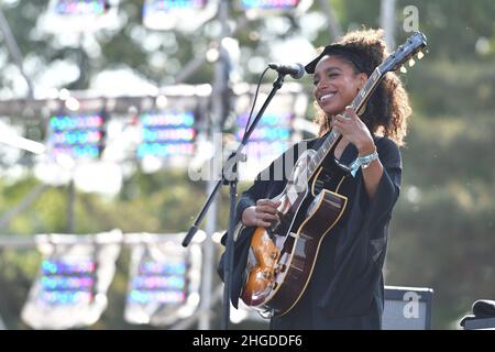 Lianne la Havas si esibisce sul palco durante un Seoul Jazz Festival 2017 presso l'Olympic Park di Seoul, Corea del Sud. Il Seoul Jazz Festival, un festival locale che si è sviluppato in un festival di primavera rappresentativo nel corso di un decennio, si svolgerà presso il Parco Olimpico di Seoul il 27 e 28 maggio. Quest'anno il festival ha invitato molti artisti jazz di spicco, tra cui Jamiroquai, una band inglese funk and Acid jazz, che ritorna a Seoul per la prima volta in quattro anni. La band vincitrice del Grammy Award con un grande fan locale suonerà il classico disco-funk dal loro nuovo album "Automaton". Jazz diva Dianne Reeves, R&B-bas Foto Stock