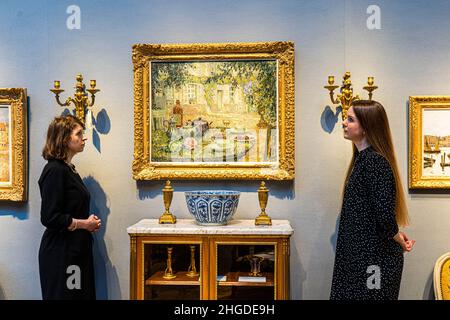 LONDRA, REGNO UNITO. 20 gennaio 2022. HENRI LE SIDANER (1862-1939) la table de pierre. Stima: GBP 300.000 - GBP 500.000. Anteprima stampa di Christie’s Au Bord Du Lac del designer d’interni francese Franois-Joseph Graf con una collezione di arti decorative, mobili e dipinti francesi. Credit: amer Ghazzal/Alamy Live News Foto Stock