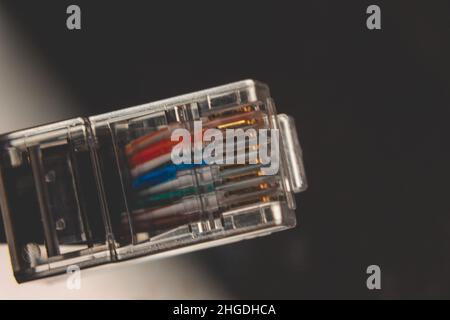 Immagine macro di un cavo ethernet Foto Stock