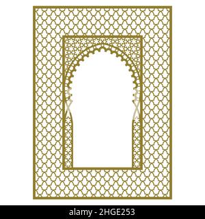 Cornice rettangolare con motivo arabo e cornice ricurla. Illustrazione Vettoriale