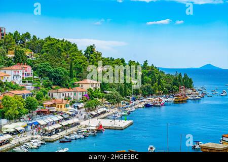 Panorama della città di Rabac in Istria, Croazia sul mare Adriatico, località estiva Foto Stock