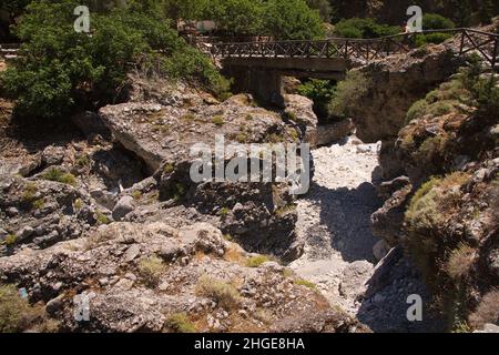 Percorso escursionistico a Samaria Gorge su Creta in Grecia, Europa Foto Stock