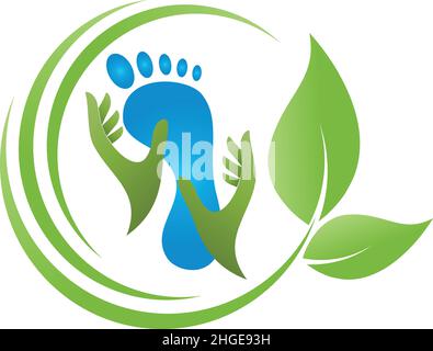 Piedi, massaggio ai piedi, pedicure, massaggio, logo Illustrazione Vettoriale