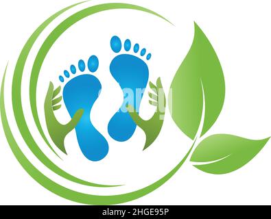 Piedi, massaggio ai piedi, pedicure, massaggio, logo Illustrazione Vettoriale