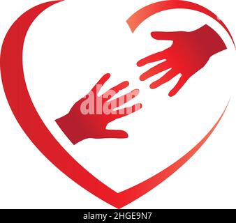 Cuore e mani, aiutante, cuore, amore, logo Illustrazione Vettoriale